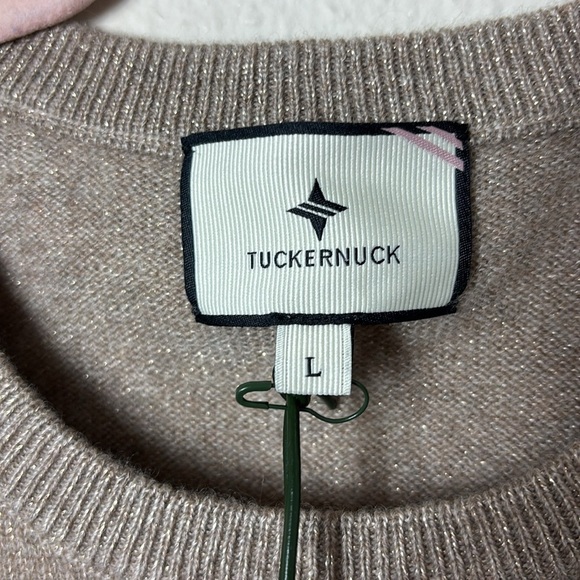 NWT Tuckernuck Lurex Metallic Wheat Cashmere Crewneck Pullover Sweater sz large - Picture 7 of 13